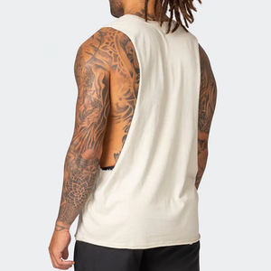 Camiseta sin mangas de algodón con logotipo personalizado al por mayor para hombre, camiseta de entrenamiento muscular para correr, talla XL, estilo lavado - Product Image 6