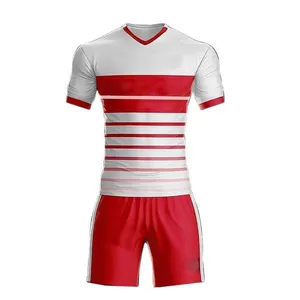 Jersey sepak bola OEM populer pakaian tim olahraga Jersey sepak bola anak muda untuk anak-anak & ukuran dewasa nama Logo kustom