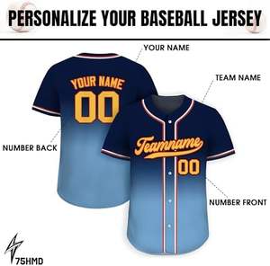 Maillot de baseball boutonné personnalisable pour hommes femmes jeunes design dégradé avec numéro de nom d'équipe vêtements de sport respirants - Product Image 2