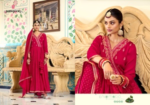 Style traditionnel indien Anarkali Kurti robe Dupatta costume de mariage pour femmes longue broderie de soie au sol pour tenue de fête - Product Image 2