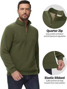 Top Quality Long Sleeve Sweatshirts Thermal Stand Collar <b>Quarter</b> Button Up Pullover Sweatshirt - Product Image 4