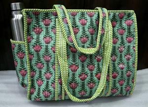 Handmade Quilted Tote Bag ,Indian Quilted Making Tote Bags Grocery Bag block print Totes bags Cotton travel Bag Medium Tote Bag - Product Image 3