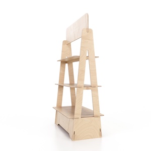 Moderno Organizzatore Pieghevole ed Estensibile in Compensato di Betulla per Esposizione e Conservazione di Abbigliamento, Scaffali Personalizzati per T-Shirt, Arredamento per la Casa - Product Image 5