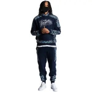 Wholesale High Quality Custom Fashion Casual Men's Hoodie Streetwear Pullover Hoodies Set Unisex