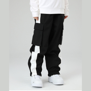 Pantalones Cargo de Nieve para Hombre, Negros y Blancos, Impermeables, Transpirables, con Panel Lateral, Cordón Ajustable en la Cintura, Estilo Baggy para Esquí - Product Image 2