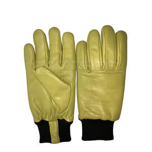 Guantes de cuero amarillo Cuero de piel de oveja Premium Costilla Cuff Durable Dedo completo Invierno Cálido Guantes de mano de obra a granel - Product Image 2