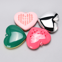 OMI 4g Mini Boîtier Vide Personnalisé pour Poudre Compacte de Maquillage, Forme Cœur Mignonne, avec Boucle, Emballage pour Fard à Joues, Miroir et Trou pour Porte-clés