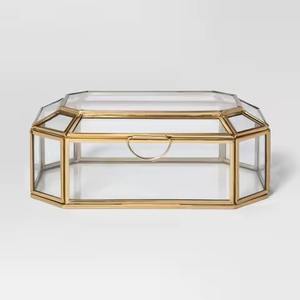 Decorative Designer Glass Box <b>with</b> Gold Metal for Women Accessories <b>Photos</b> and Jewelry - Product Image 1