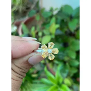 Citrine Floral <b>Ring</b> <b>925</b> Sterling <b>Silver</b> Handmade Flower Gemstone <b>Ring</b> Wholesale Jewelry Supplier - Product Image 2