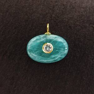 Collar con Colgante Ovalado de Amazonita Hecho a Mano para Mujer, Joyería de Piedras Preciosas Naturales al por Mayor, Piedras Sueltas, Colgantes Chapados en Oro - Product Image 1