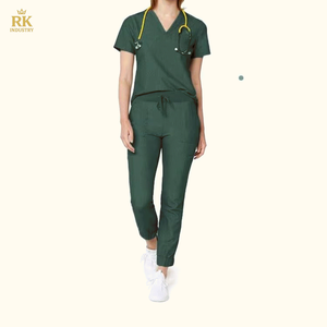 Nuevos Estilos de Uniformes Médicos Elásticos para Mujer, Conjuntos de Uniformes Médicos con Bolsillo con Cremallera, Uniformes Médicos de Manga Corta para Hospital - Product Image 1