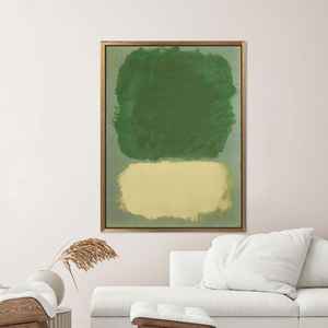 Modern Rothko Inspired Green and Beige Printed Canvas Wall Art,Gold <b>Framed</b> - Product Image 1