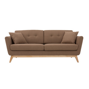 Canapé 2 places à structure en bois de teck massif avec coussins en mousse et tissu pour l'intérieur Meubles élégants pour villa d'invité - Product Image 3