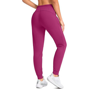Pantalones ligeros para correr para mujer, mallas de Yoga holgadas elásticas con Control de barriga, tela de lona, temporada de invierno, estilo frontal plano - Product Image 3
