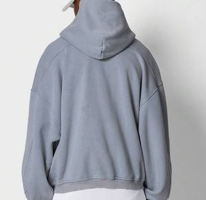 Sudadera con capucha de rizo francés desgastada personalizada de gran tamaño, ropa de calle para hombre con cremallera, lavado ácido, estilo Vintage, logotipo personalizado, Material de algodón - Product Image 6