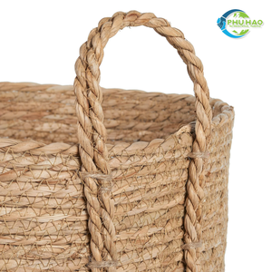 Vente en gros de corbeille à linge personnalisable en jacinthe d'eau jonc de mer avec poignée pour la décoration intérieure organisateur de linge Vietnam - Product Image 3