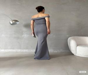 Qualité prestigieuse plusieurs couleurs gris menthe crêpe 2S 2M 2L robes élégantes pour la fête des femmes - Product Image 2