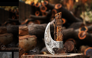 Hacha Táctica de Acero de Damasco 1095 con Grabado, Acero Inoxidable de Alto Carbono, Mango de Madera de Fresno, Grado Industrial/DIY, para Camping al Aire Libre - Product Image 6