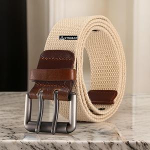 BLT87 C2 Cinturón de tela de longitud personalizada para hombre Cinturones de boda de estilo informal con hebilla de aleación y logotipo personalizado - Product Image 6