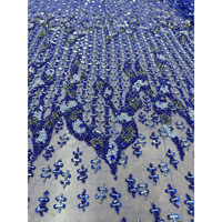 AZIZA FASHION DREAM Rideau Léger en Tissu de Dentelle Transparente Saphir Nuit Brodé à la Main et Perlé – Articles en Stock