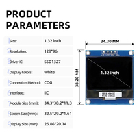 Modul Layar OLED GoldenMorning GME12896-03 1,32 Inci 128x96 dengan Pengontrol SSD1327, Antarmuka I2C, 4-Pin Mono Putih