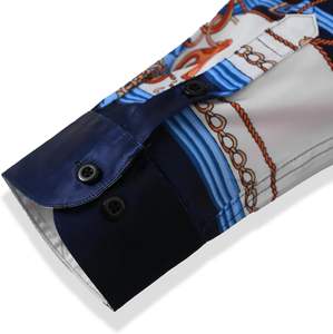 Nouveau design Chemise à manches longues en polyester à sublimation Chemises en polyester à sublimation de couleur unique Chemise à manches vintage pour hommes - Product Image 6