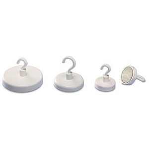 Magnetoplan Ferrite White <b>Wall</b> <b>Hooks</b> 36mm 8kg-Strong Magnetic Coat Rack - Product Image 1