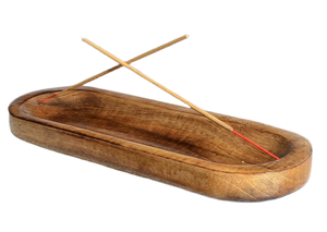 ถาดใส่ธูปไม้ทำด้วยมือพร้อมช่องเสียบไม้สองช่องดูเป็นธรรมชาติและเรียบง่ายเหมาะสำหรับห้องนั่งเล่นและบรรยากาศในห้องนอน - Product Image 2