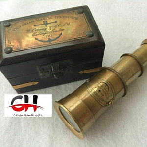 Télescope nautique en laiton antique avec boîte en bois, cadeau de Noël. - Product Image 6