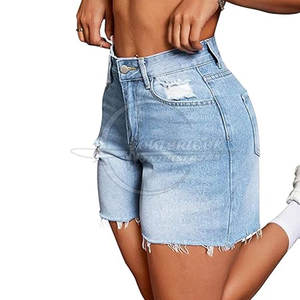 2025 gros Logo personnalisé été taille haute coton jean Shorts pour femmes respirant motif chaud Shorts - Product Image 2