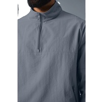 Veste coupe-vent légère OEM en tissu doux, col zippé quart, poche zippée, ourlet ajustable, 2026