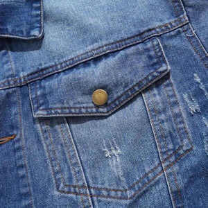 Design personnalisé & Styles Veste en jean pour hommes Chat Scratch Flap Pocket Plus Size Veste en jean sans capuche - Product Image 3