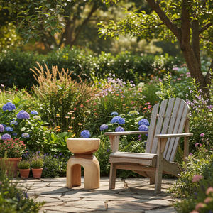 Tabouret rond moderne en bois de suar, table d'appoint en bois massif naturel, piédestal incurvé artisanal pour hôtel de luxe, meubles - Product Image 3