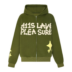 New Wholesale Heavyweight <b>Plain</b> Custom Oversized Pullover <b>Hoodie</b> <b>Black</b> 3D Puff Printed Winter Men's <b>Hoodies</b> with Customization - Product Image 2