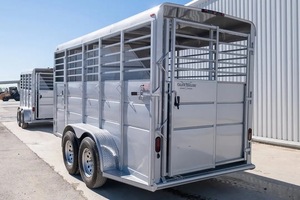 Remorque pour chevaux de 13 pieds, tout-terrain, pour le transport de bétail, à double essieu, avec cuve métallique, pour usage agricole et routier - Product Image 3