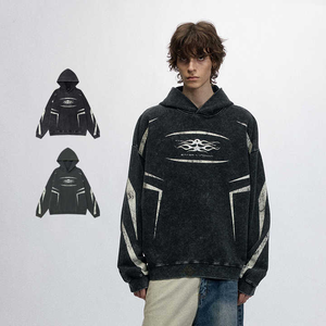 Streetwear antique de haute qualité Ensemble de sweats à capuche lavés à l'acide pour hommes Ensemble de sweats à capuche vintage en coton avec logo personnalisé - Product Image 2
