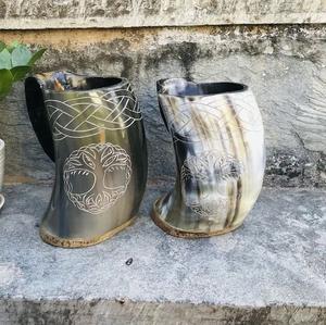 Haute Qualité Écologique À La Main Buffalo Ox Corne Viking Tasse Poignée Personnalisé Sculpté Religieux Animal Conception pour Les Cadeaux De Vacances - Product Image 6