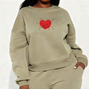 เสื้อสเวตเชิ้ตคอกลมแขนพองคอกลมขนแกะขนาดใหญ่360กรัมสำหรับผู้หญิงปรับแต่งโลโก้ได้ตามต้องการ - Product Image 5