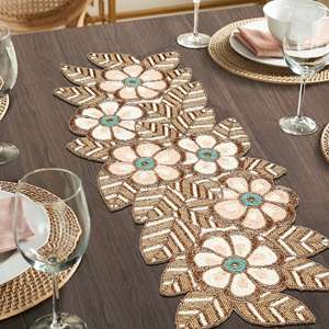 Pretentious Embroidered Table Runner 13x36" Home Bar Decoration Placemats for Dining Table Leaf Embroidered Runner Europe Styl3 - Product Image 4