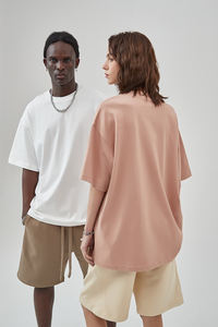 Camiseta de algodón en blanco Camiseta de hombro caído de gran tamaño Logotipo personalizado Camiseta de peso pesado de alta calidad para hombres - Product Image 2