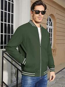 Veste coupe-vent légère à fermeture éclair avec poches et logo à col montant pour hommes pour l'automne, l'hiver et le printemps - Product Image 5