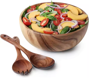 Wooden Salad <b>Bowl</b> <b>Set</b> Food Safe & Sustainable Decorative <b>Bowl</b> Wood <b>Bowl</b> for Fruits & Salads by crescent crafts - Product Image 4