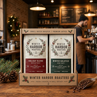 Coffret cadeau de Noël AT PACK avec boîte à café personnalisée et sachets de café – Emballage haut de gamme pour la promotion de la marque de torréfacteur