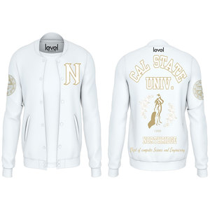 Chaqueta Varsity Unisex de Alta Calidad, 320gsm, Cuello Alto, Cierre de Cremallera, Resistente al Viento, Corte Ajustado, Estilo Urbano, Letterman - Product Image 3