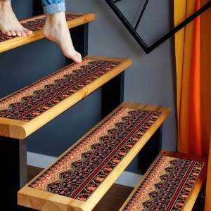 Alfombra con Estampado Étnico, Alfombra Decorativa Bohemia Moderna para Escaleras y Puertas, Alfombra Delgada No Tejida - Product Image 5