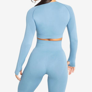 2024 Fitness sans couture taille haute course Sport Gym porter femmes 2 pièces vêtements actifs Fitness Yoga porter costumes Leggings soutien-gorge ensembles - Product Image 3