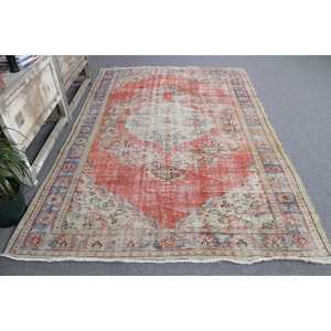 Tapis vintage 5,8x8,3 pieds, grand tapis turc, tapis marocain rouge et bleu - Product Image 3