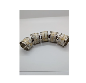 Servilletero con incrustaciones de hueso, servilletero de pie de forma redonda, forma redonda con pieza de color oscuro, gran oferta - Product Image 4