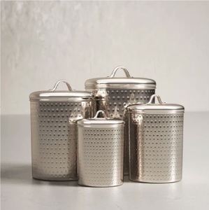 Decorative Silver Galvanised Kitchen <b>Canister</b> Durable Rustproof Container For <b>Tea</b> <b>Coffee</b> Sugar Storage - Product Image 1