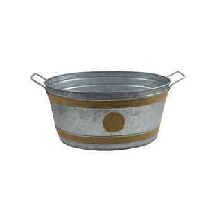 Jardinière décorative galvanisée en Jute avec poignée en métal pour la décoration des jardinières, fabrication en inde - Product Image 1